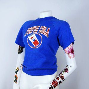 Vintage 70s Cropped Cotton "Pepsi Cola" Tee